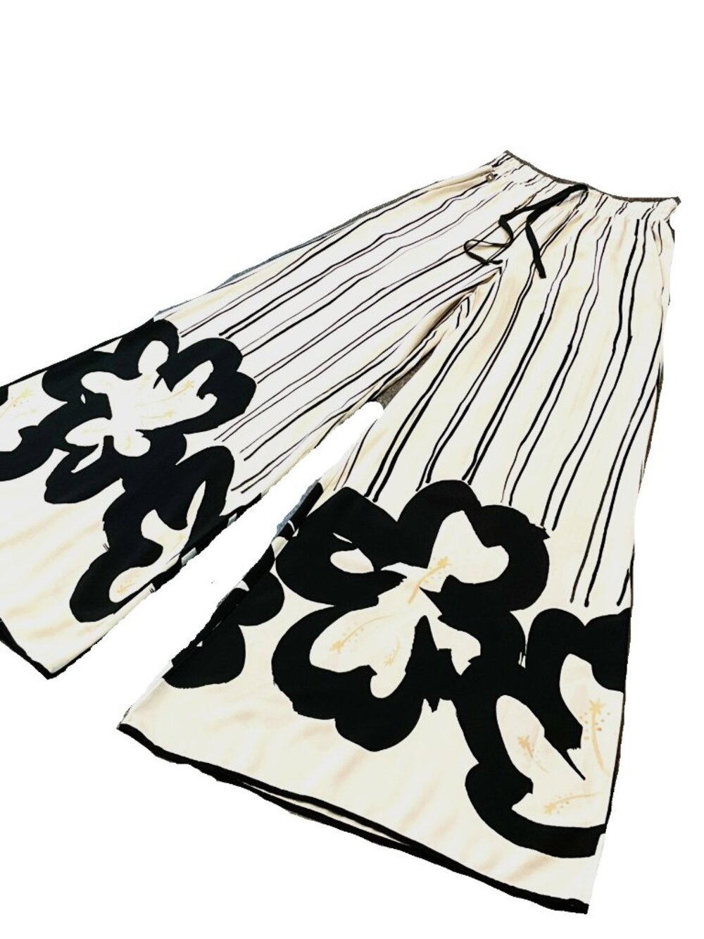 Manila Grace Floral Striped Wide-Leg Pants IT40 Italy